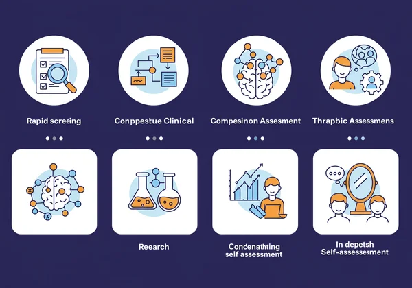 Icons illustrating best use cases for social anxiety scales