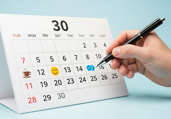 社交的自信を高める活動と進捗が記されたカレンダー