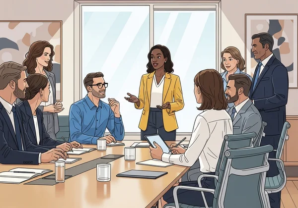 Confident professional engaging in a meeting