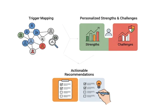 Infographic showing LSAS AI report components