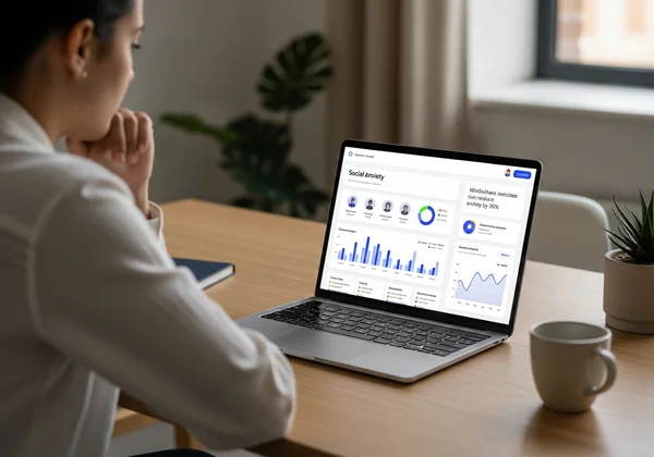 Person looking at an online social anxiety test report