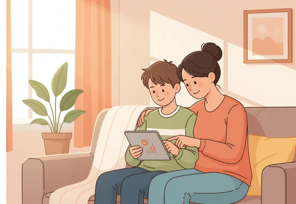 Parent and teen discussing an action plan for social anxiety