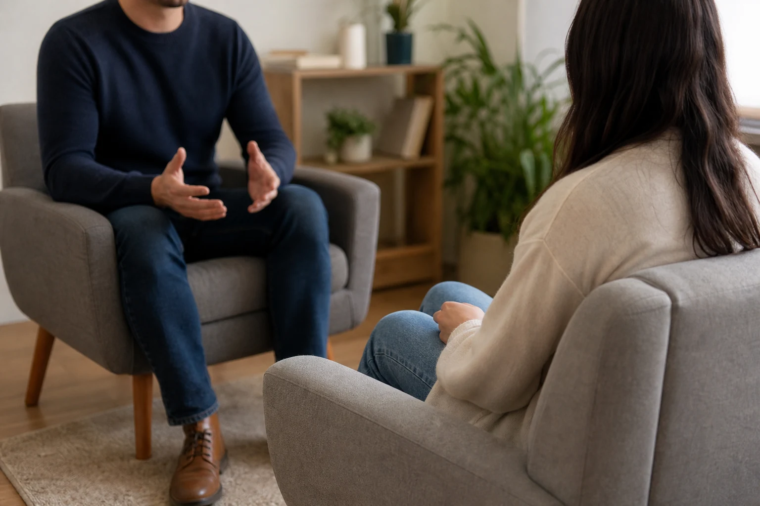Supportive therapy room conversation